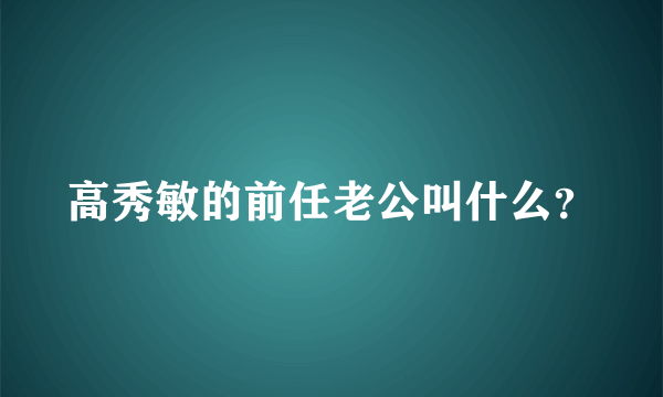 高秀敏的前任老公叫什么？