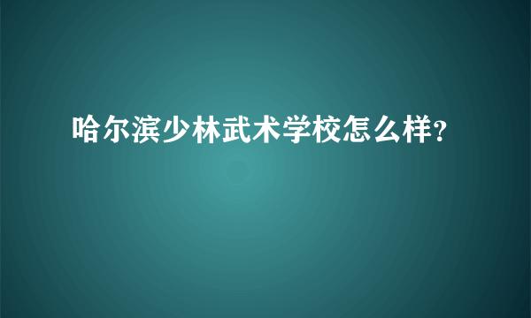 哈尔滨少林武术学校怎么样？