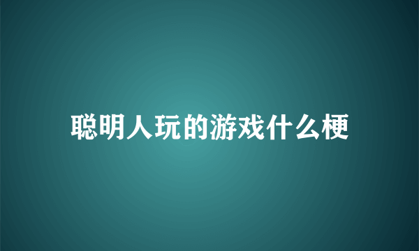 聪明人玩的游戏什么梗