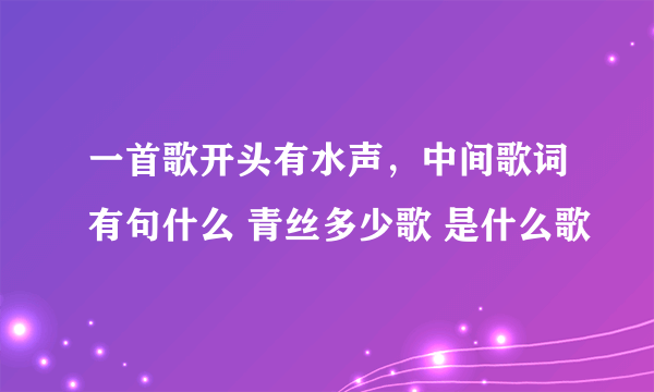 一首歌开头有水声，中间歌词有句什么 青丝多少歌 是什么歌