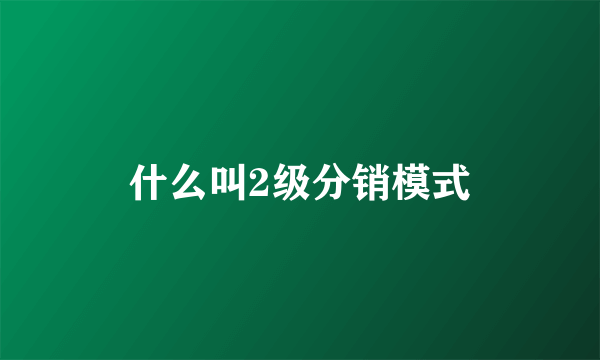 什么叫2级分销模式