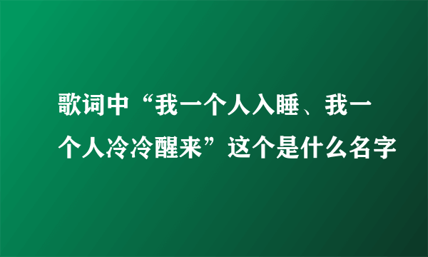 歌词中“我一个人入睡、我一个人冷冷醒来”这个是什么名字