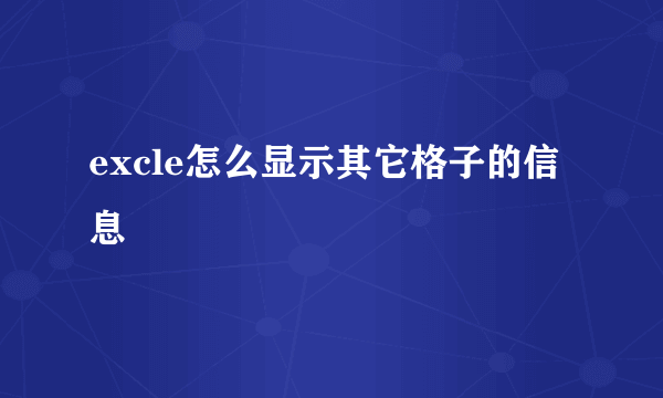 excle怎么显示其它格子的信息