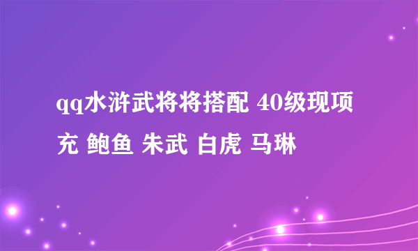 qq水浒武将将搭配 40级现项充 鲍鱼 朱武 白虎 马琳