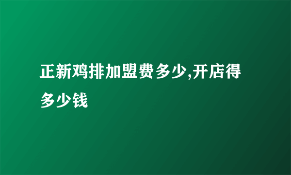 正新鸡排加盟费多少,开店得多少钱