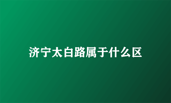 济宁太白路属于什么区