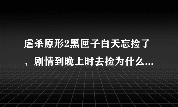 虐杀原形2黑匣子白天忘捡了，剧情到晚上时去捡为什么没了?怎么办？