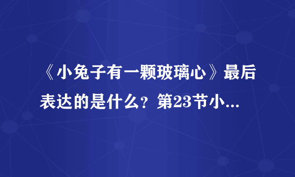 《小兔子有一颗玻璃心》最后表达的是什么？第23节小熊的话是什么意思？不是很明白，求详解。