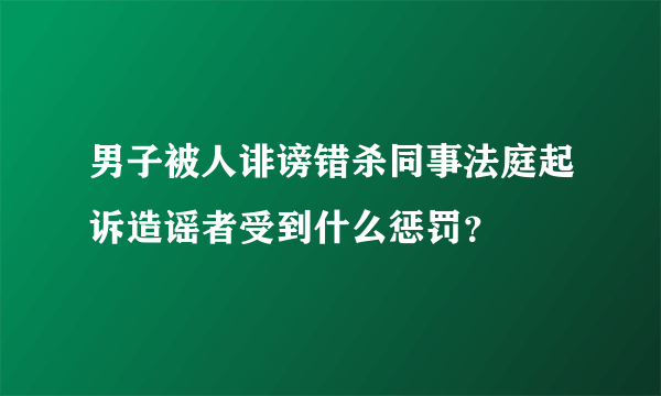 男子被人诽谤错杀同事法庭起诉造谣者受到什么惩罚？