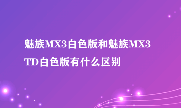 魅族MX3白色版和魅族MX3 TD白色版有什么区别