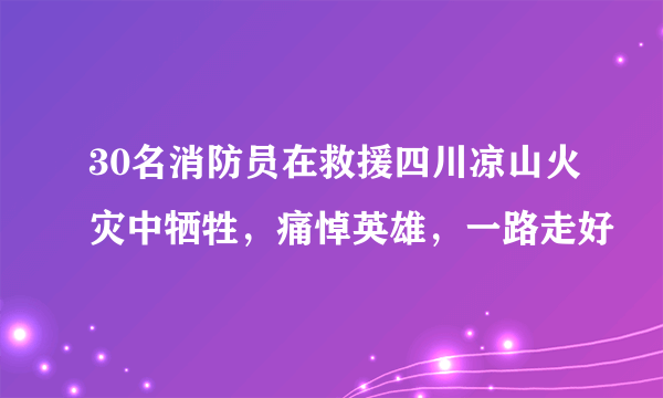 30名消防员在救援四川凉山火灾中牺牲，痛悼英雄，一路走好