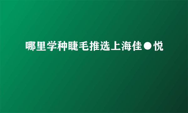 哪里学种睫毛推选上海佳●悦