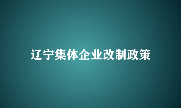 辽宁集体企业改制政策