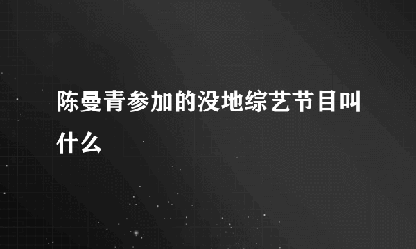 陈曼青参加的没地综艺节目叫什么