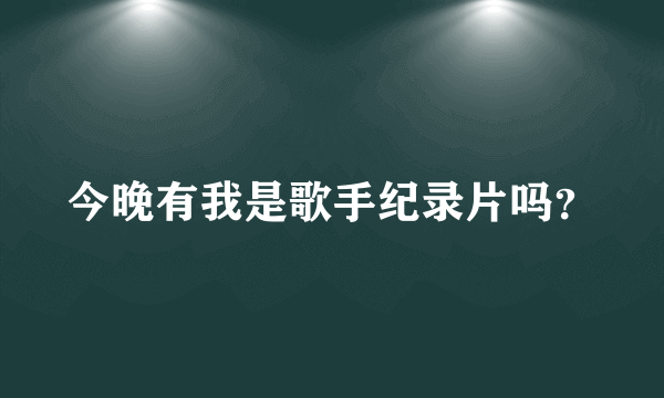 今晚有我是歌手纪录片吗？