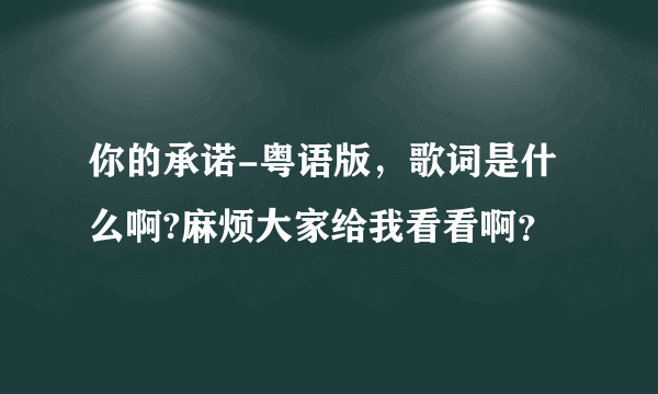 你的承诺-粤语版，歌词是什么啊?麻烦大家给我看看啊？