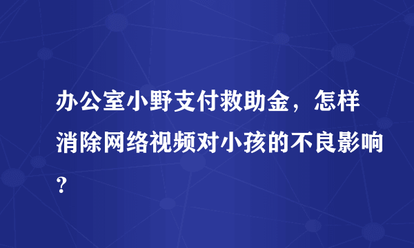 办公室小野支付救助金，怎样消除网络视频对小孩的不良影响？