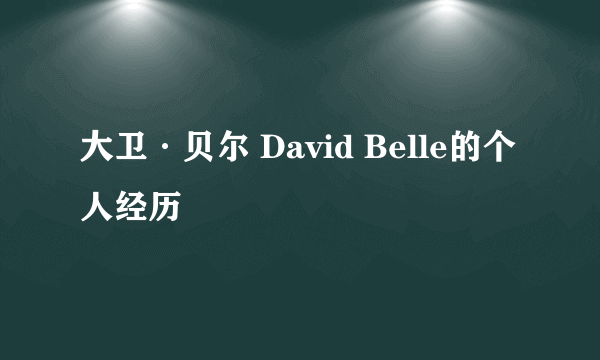 大卫·贝尔 David Belle的个人经历