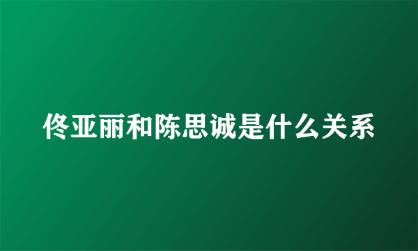 佟亚丽和陈思诚是什么关系