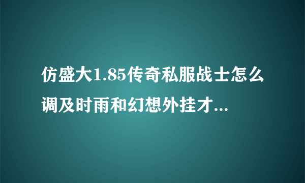 仿盛大1.85传奇私服战士怎么调及时雨和幻想外挂才最完美？