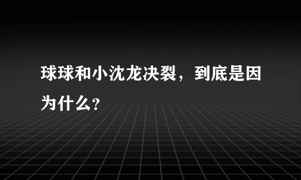 球球和小沈龙决裂，到底是因为什么？