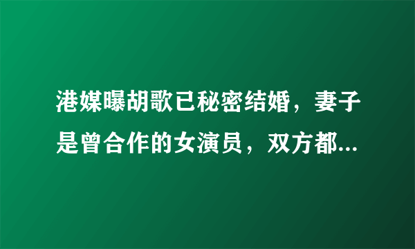 港媒曝胡歌已秘密结婚，妻子是曾合作的女演员，双方都曾出面否认