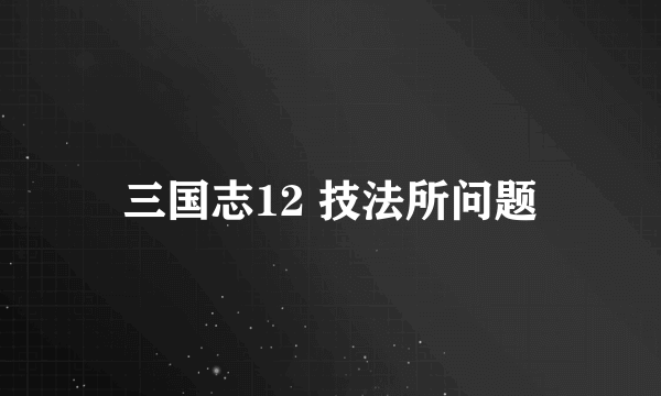 三国志12 技法所问题