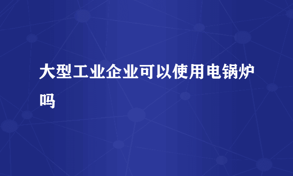 大型工业企业可以使用电锅炉吗