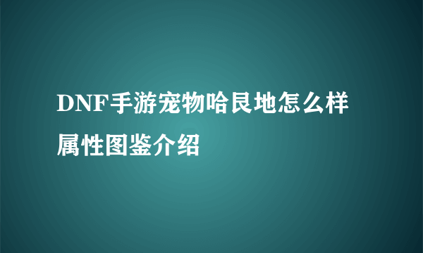 DNF手游宠物哈艮地怎么样 属性图鉴介绍