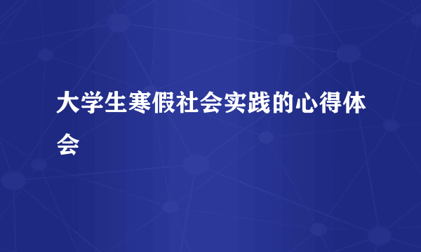 大学生寒假社会实践的心得体会