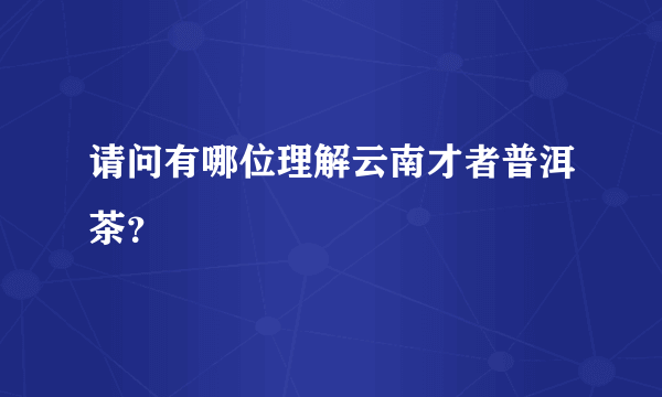 请问有哪位理解云南才者普洱茶？