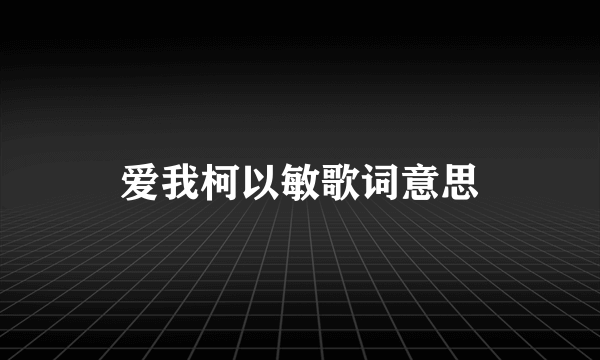 爱我柯以敏歌词意思