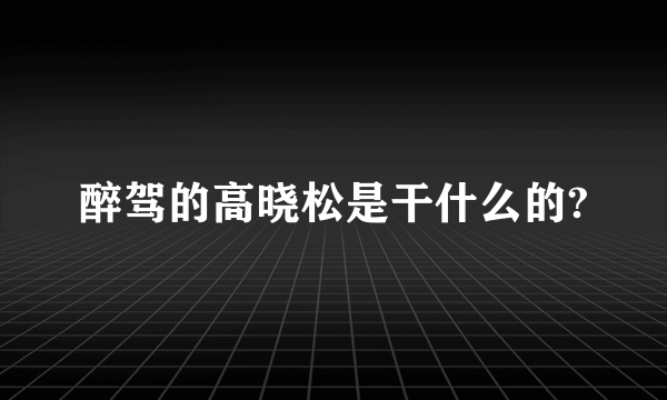 醉驾的高晓松是干什么的?