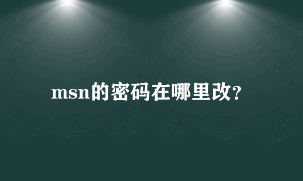 msn的密码在哪里改？