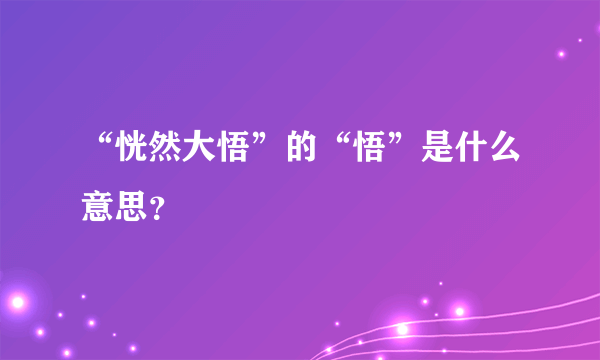 “恍然大悟”的“悟”是什么意思？