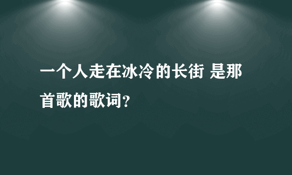 一个人走在冰冷的长街 是那首歌的歌词？