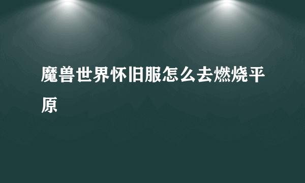 魔兽世界怀旧服怎么去燃烧平原