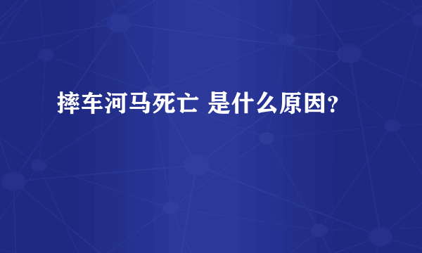 摔车河马死亡 是什么原因？