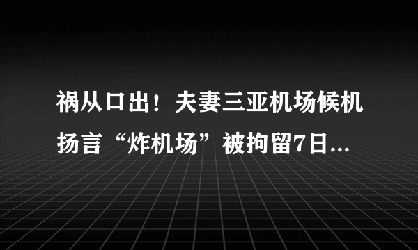 祸从口出！夫妻三亚机场候机扬言“炸机场”被拘留7日, 你怎么看？