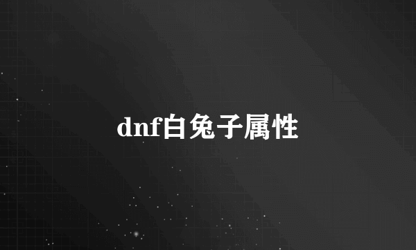 dnf白兔子属性