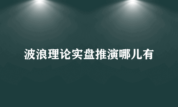 波浪理论实盘推演哪儿有