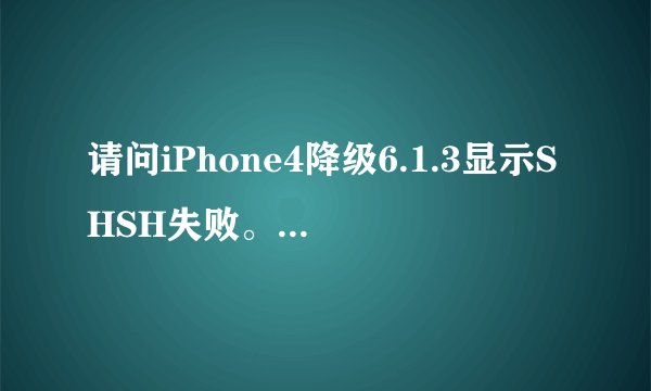 请问iPhone4降级6.1.3显示SHSH失败。请问SHSH在那儿找到