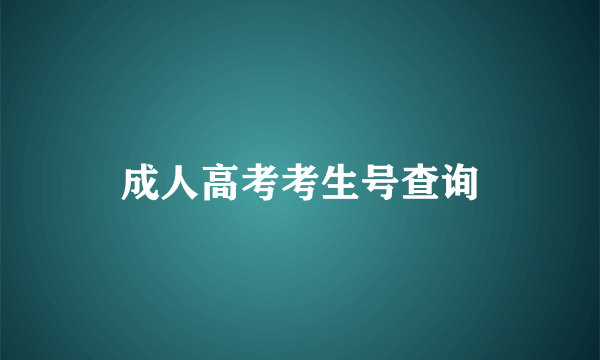 成人高考考生号查询