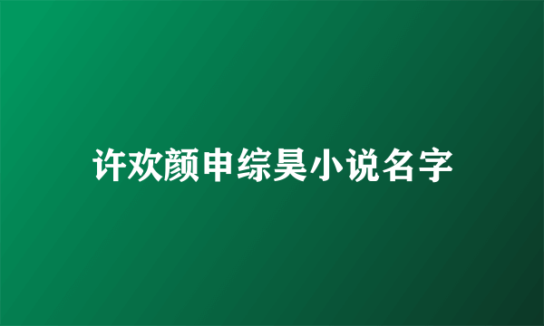 许欢颜申综昊小说名字