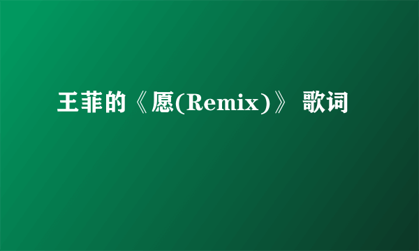 王菲的《愿(Remix)》 歌词