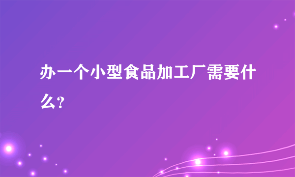 办一个小型食品加工厂需要什么？