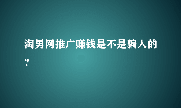 淘男网推广赚钱是不是骗人的？