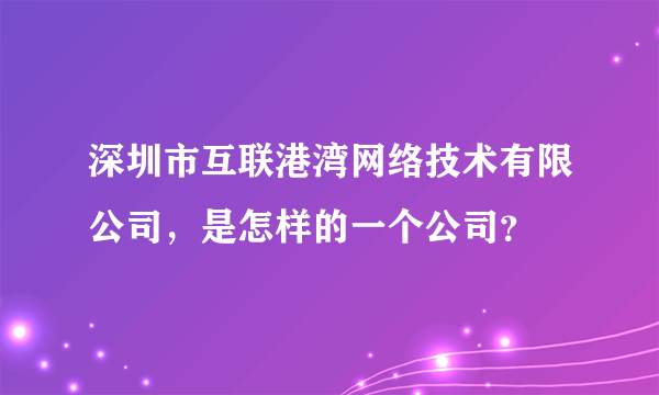 深圳市互联港湾网络技术有限公司，是怎样的一个公司？