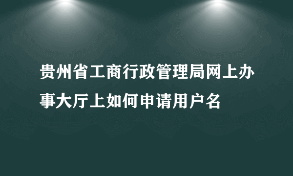 贵州省工商行政管理局网上办事大厅上如何申请用户名