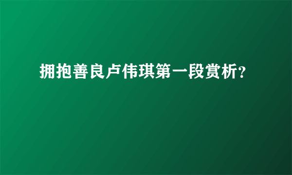 拥抱善良卢伟琪第一段赏析？